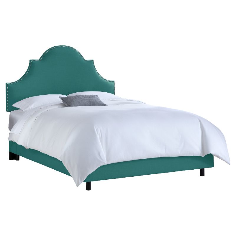 Queen Seville Linen Upholstered Bed Linen Coral - Skyline Furniture