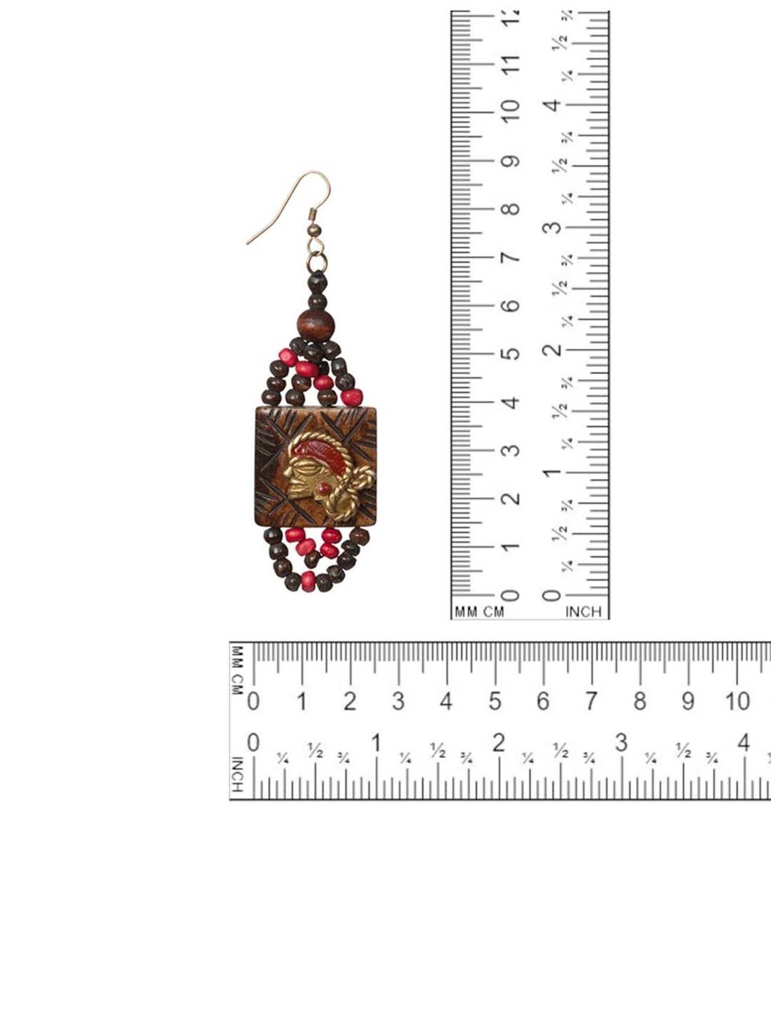 ExclusiveLane Tribal Beaded Women Brown & Pink Brass Resin Earrings Handcrafted in Dhokra Art