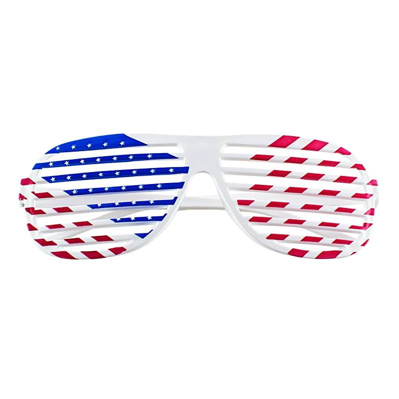 Flag USA Patriotic Design Plastic Shutter Glasses Shades Sunglasses Eyewear for Party Props Decoration 12 Pairs