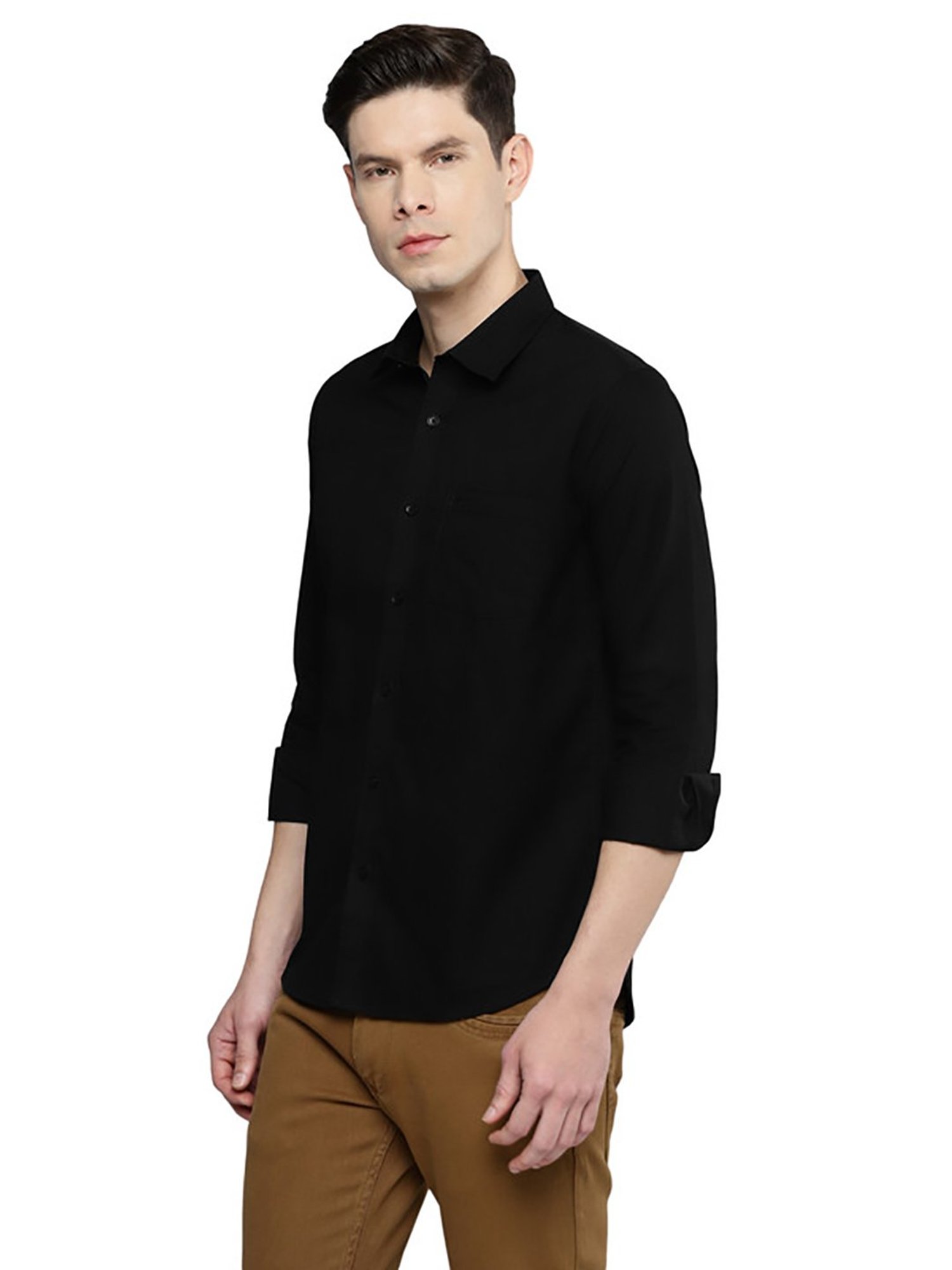 Allen Cooper Black Regular Fit Shirt