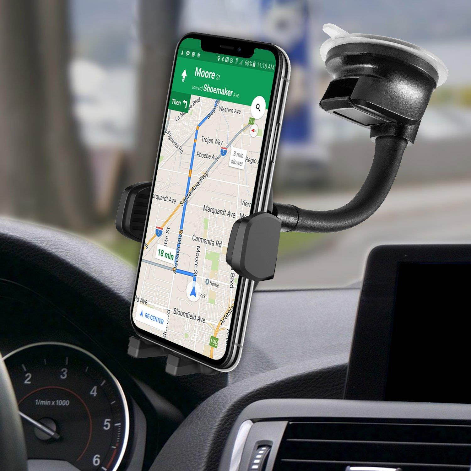 Cellet Goose-Neck Dashboard & Windshield Mount Car Cradle Smartphone Holder Compatible for LG V40 ThinQ,G7 ThinQ,Exalt LTE,V30,V30+,Stylo 4/3/2/1,K30,Q7+,Stylo 4 Plus,G6,X Charge,X Power,X Venture