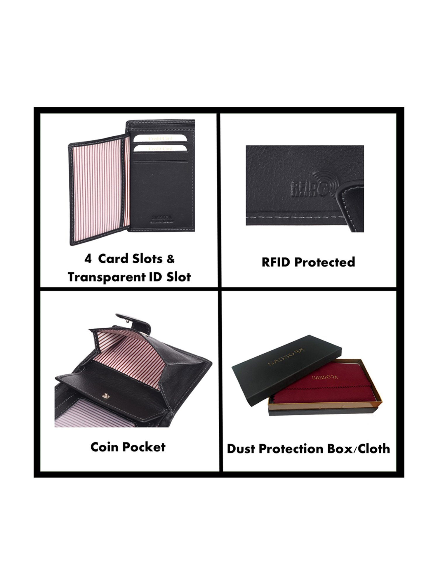 SASSORA Pablo Black Medium Leather Notecase