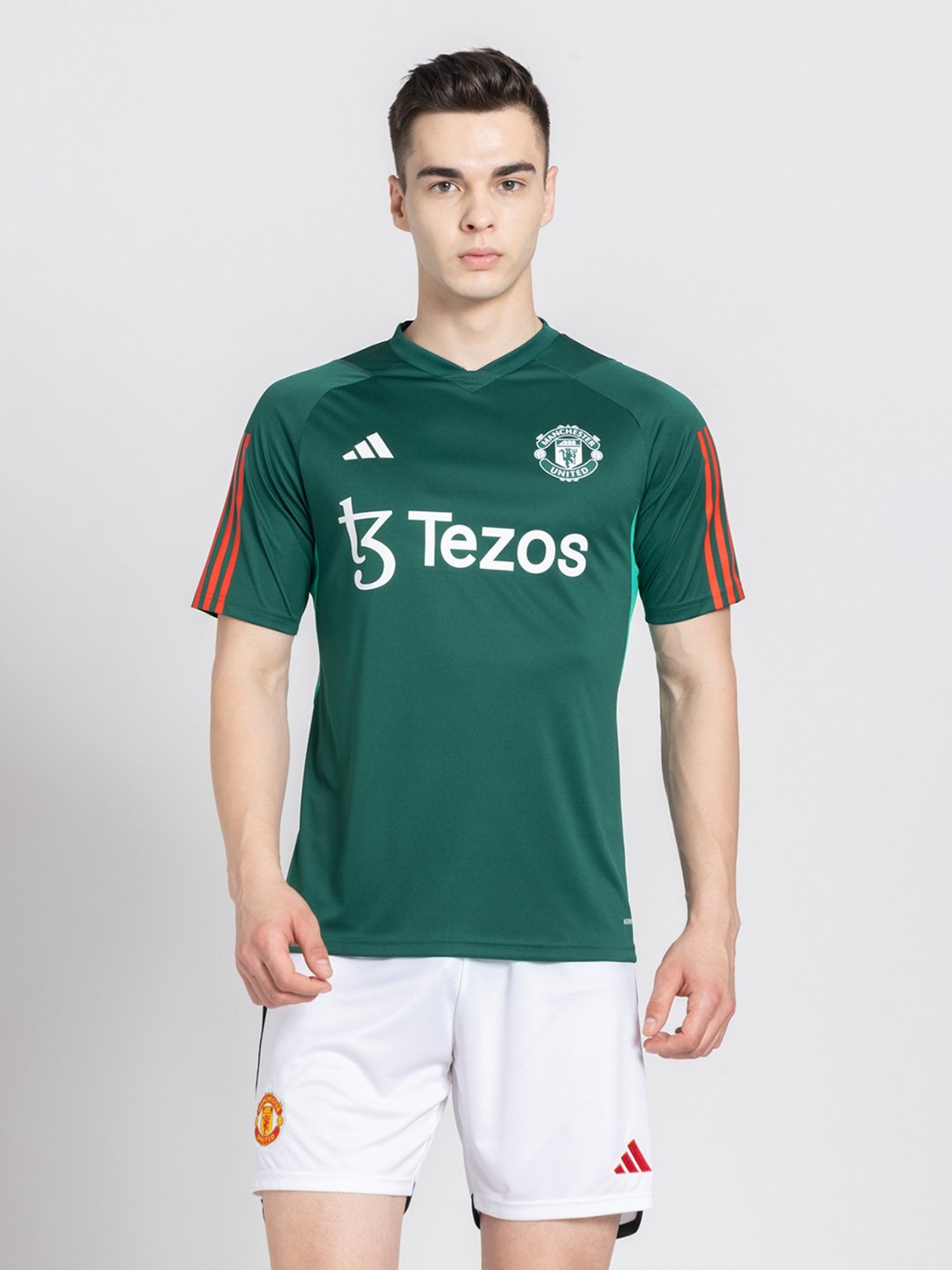 adidas Manchester United Green Slim Fit Football Training Jersey