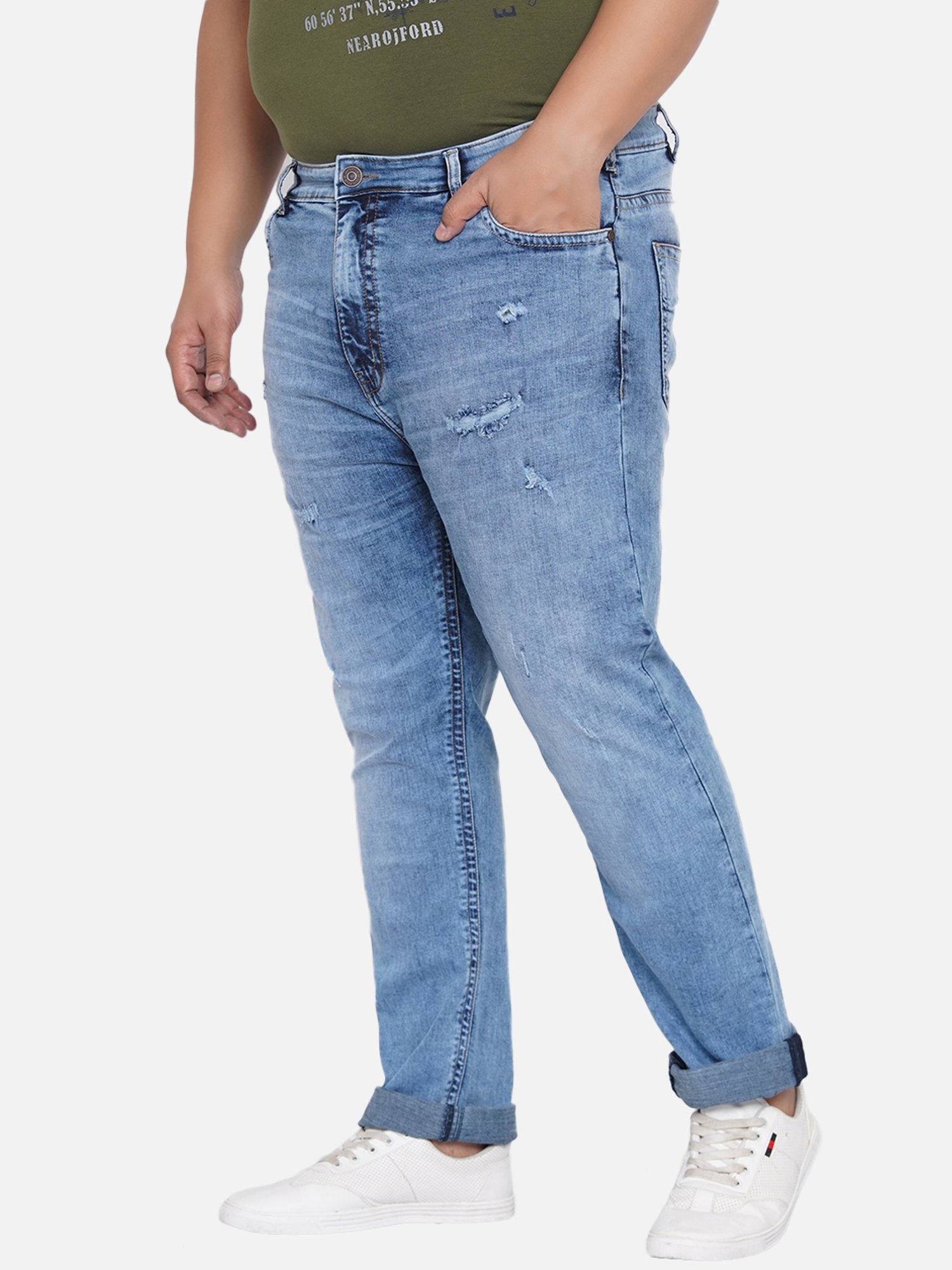 John Pride Blue Plus Size Distressed Jeans