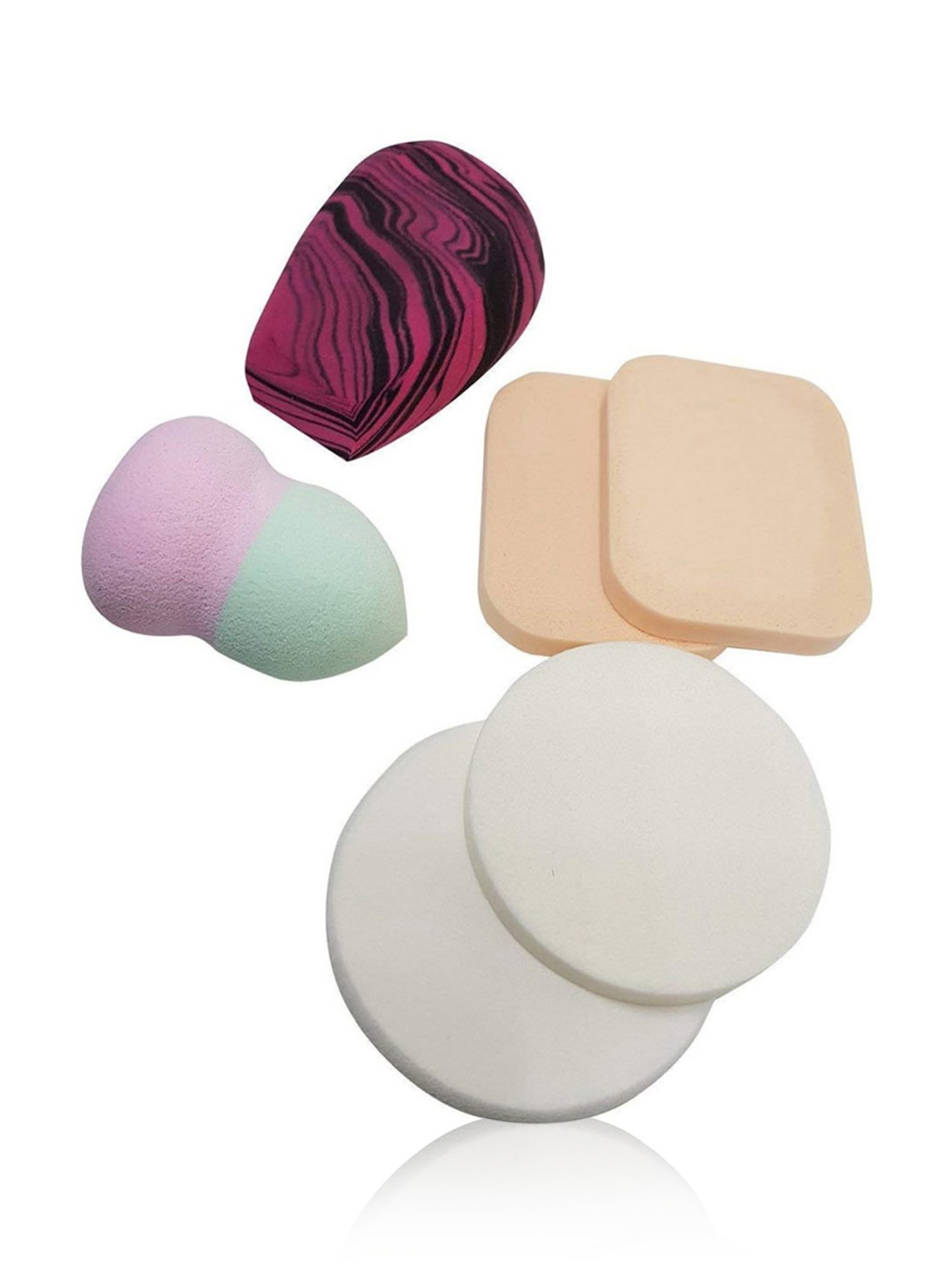Bronson Professional Makeup Blender Sponge & Puff Set (Color & Shape May Vary) - 6 Pcs