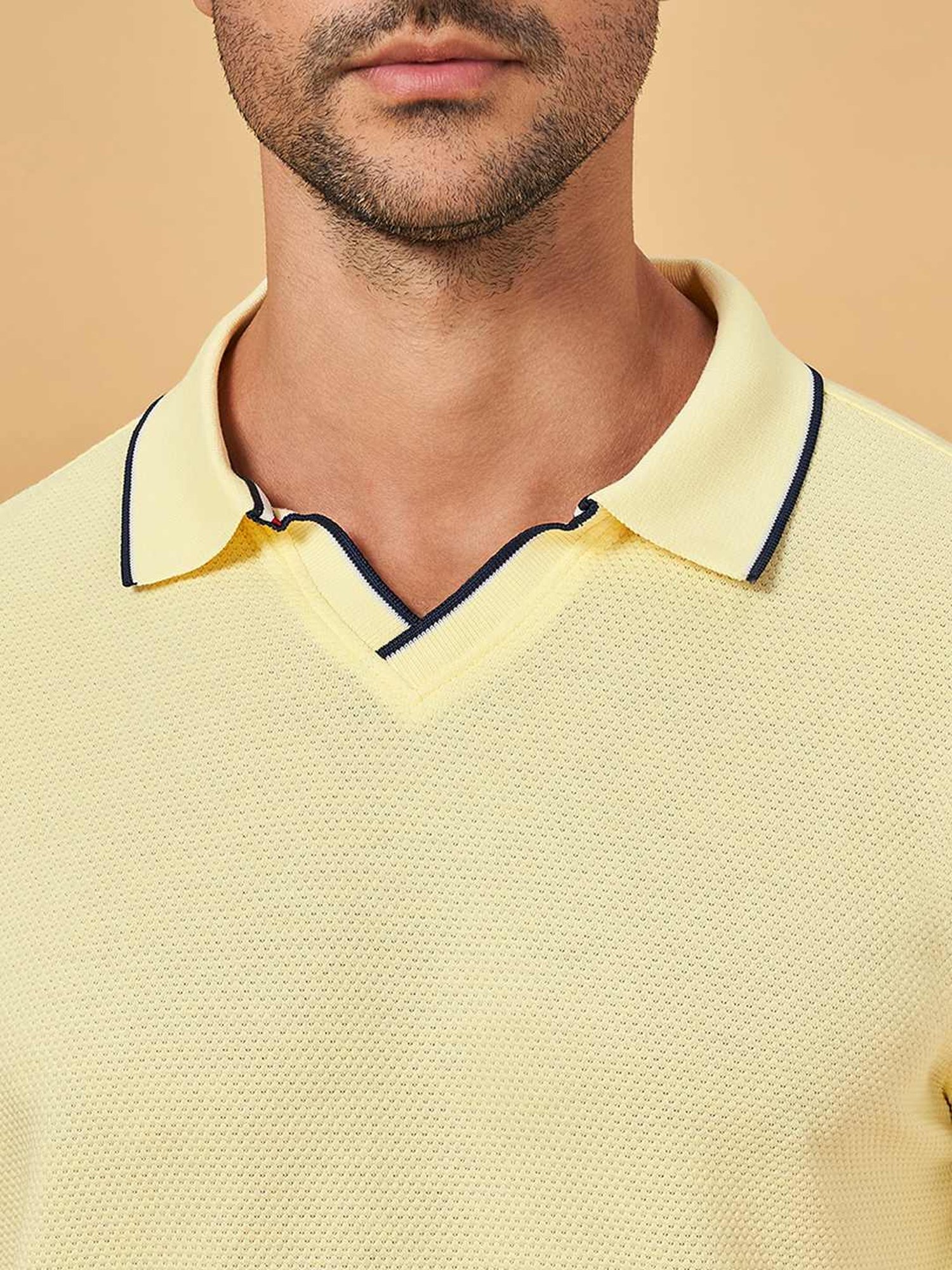 Byford By Pantaloons Yellow Slim Fit Polo T-Shirt