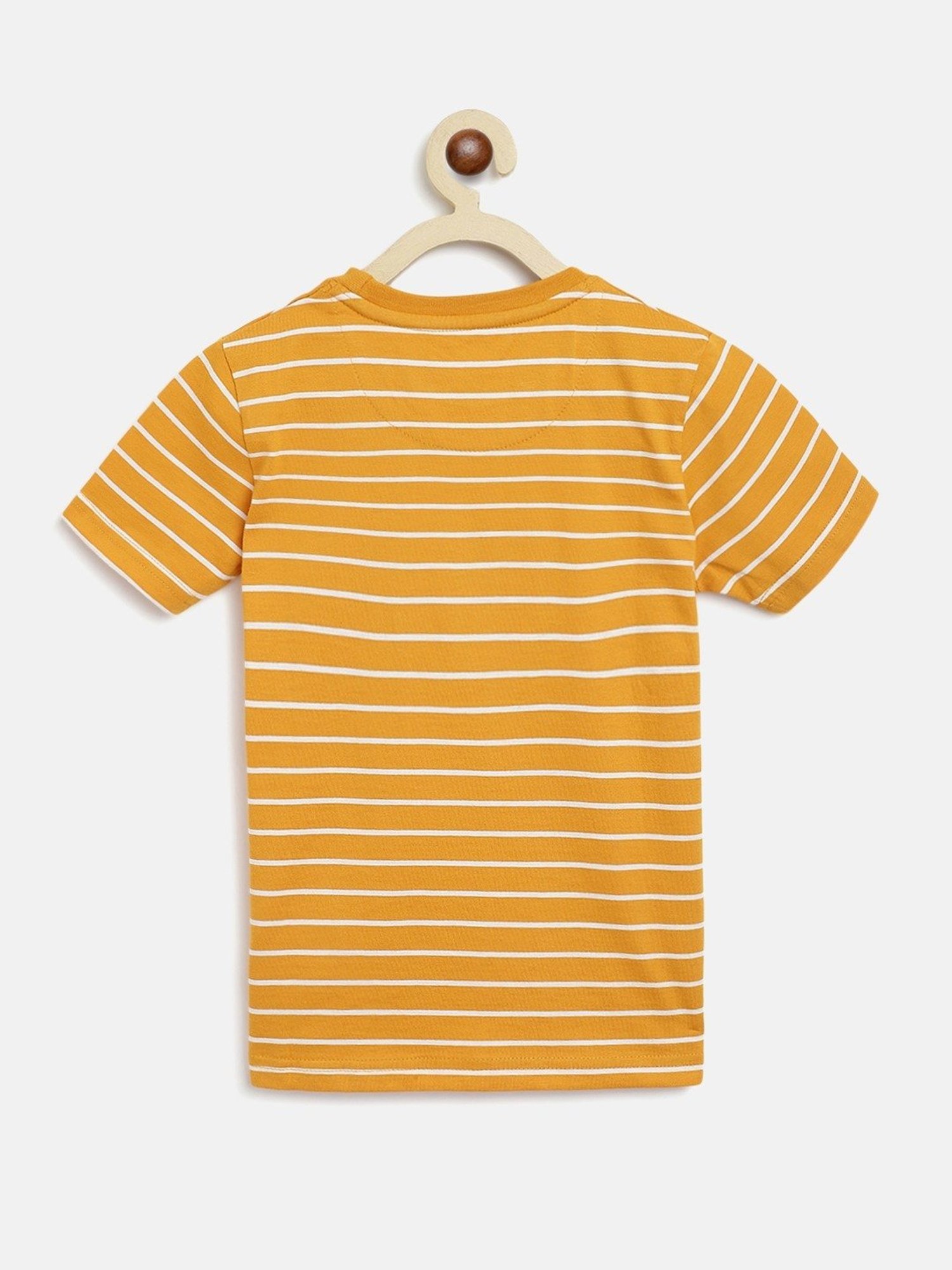 Campana Boys Yellow & White Cotton Striped T-Shirt