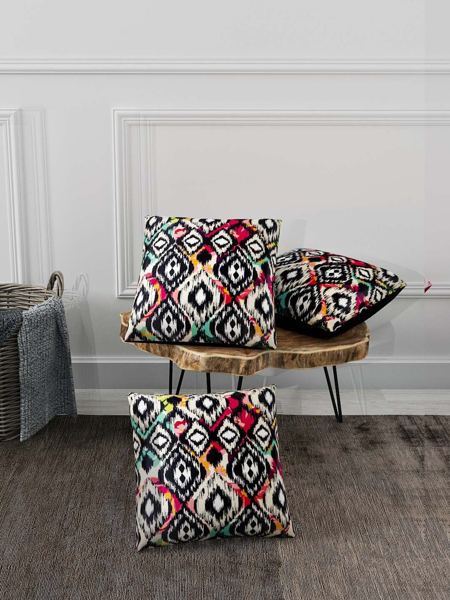 BIANCA Soft-Touch Digitally Printed Cushion Cover [Hidden Zipper On Side] -3pc 16 X16 set