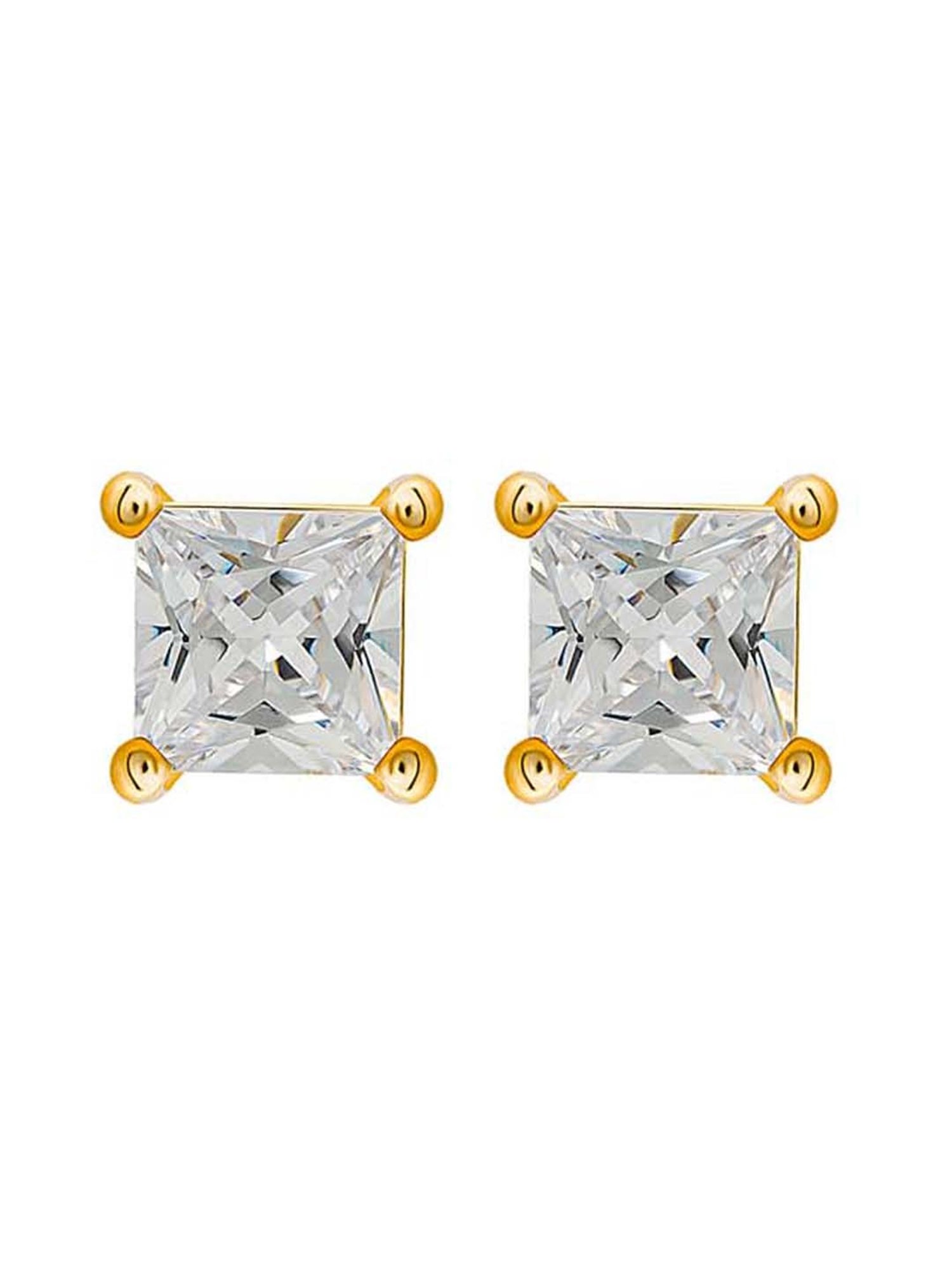 Silberry 925 Sterling Silver 18k Gold Plated Classic 8mm Stud Earrings for Women