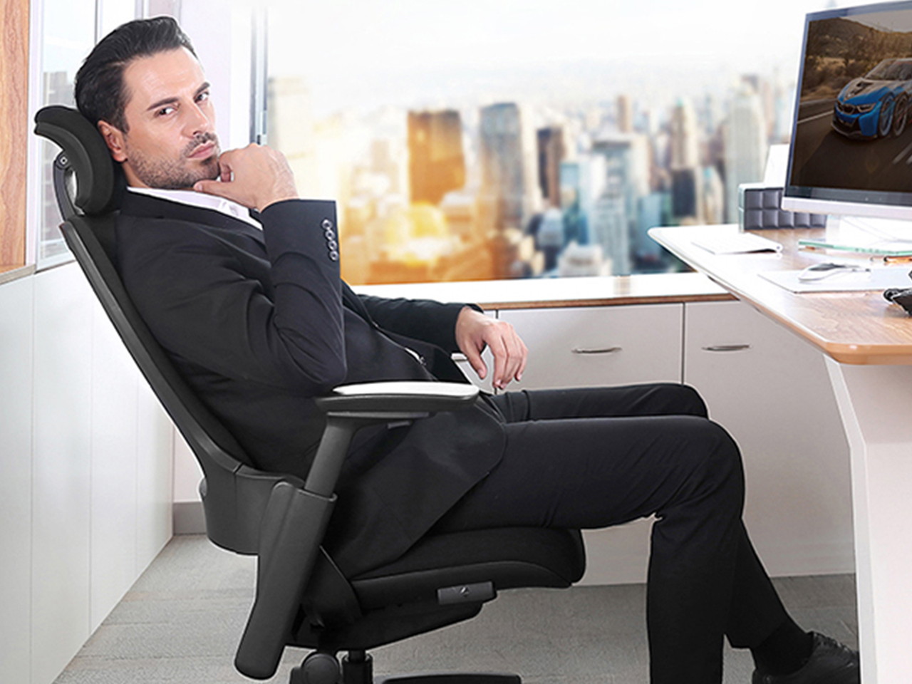 CLATINA 247 Series High Back Ergonomic Office Desk Chairs and Executive Chairs with Back Support, Black