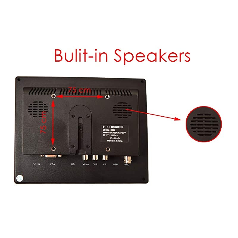 CCTV LCD Monitor 43 IPS Screen Display with VGA HDMI AV BNC Builtin Speaker USB Media Player for Auto Home Surveillance Security Camera STB 1024x768 HD 1224V