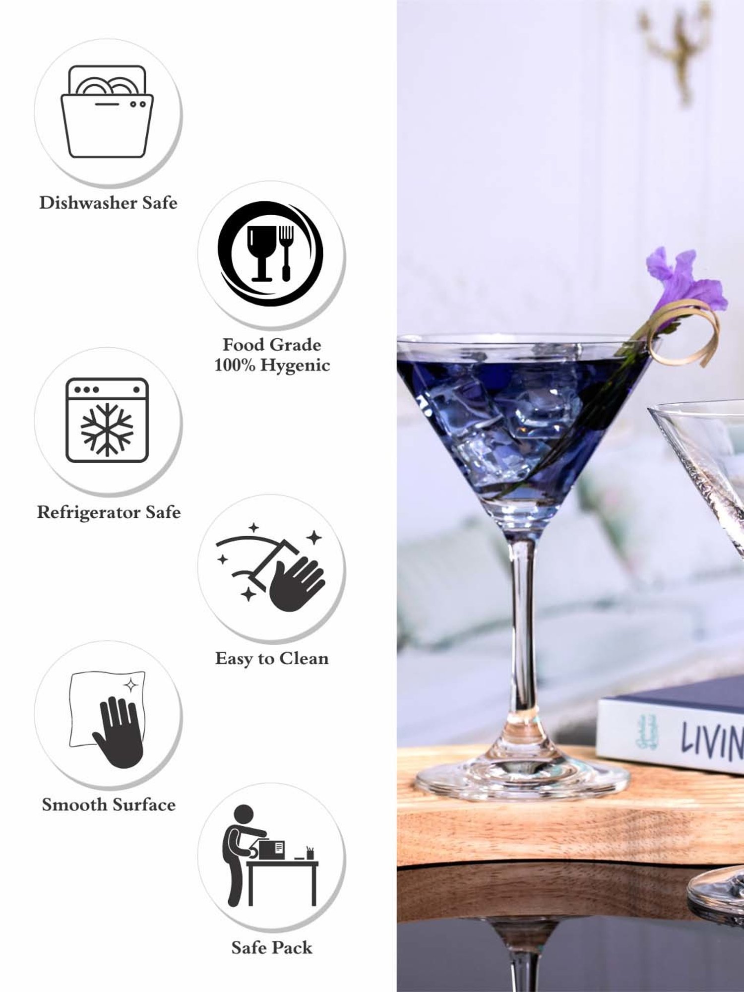 Goodhomes Transparent Glass Cocktail Tumbler Glasses - Set of 6