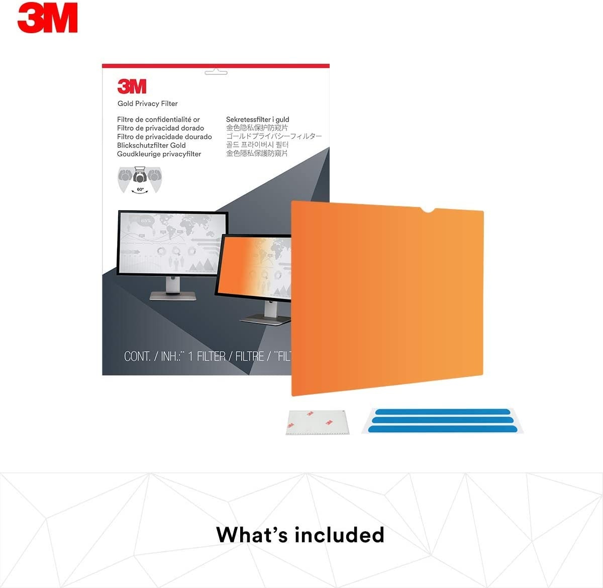 3M GF240W9B Gold Privacy Filter For 24 Inch Widescreen Monitor - Display Privacy Filter - 24 Inch Wide - Gold