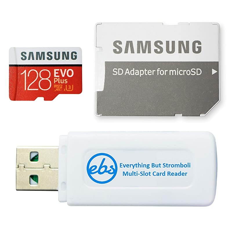 128GB Micro SDXC EVO Plus Memory Card with Adapter Works with  Galaxy Note 10+ Cell Phone, Note 10+ 5G Smartphone (MB-MC128HA) Bundle with 1 Everything But Stromboli SD, TF Card Reader