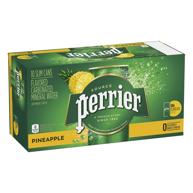 Perrier Pineapple Flavored Carbonated Mineral Water - 10pk/8.45 fl oz Slim Cans