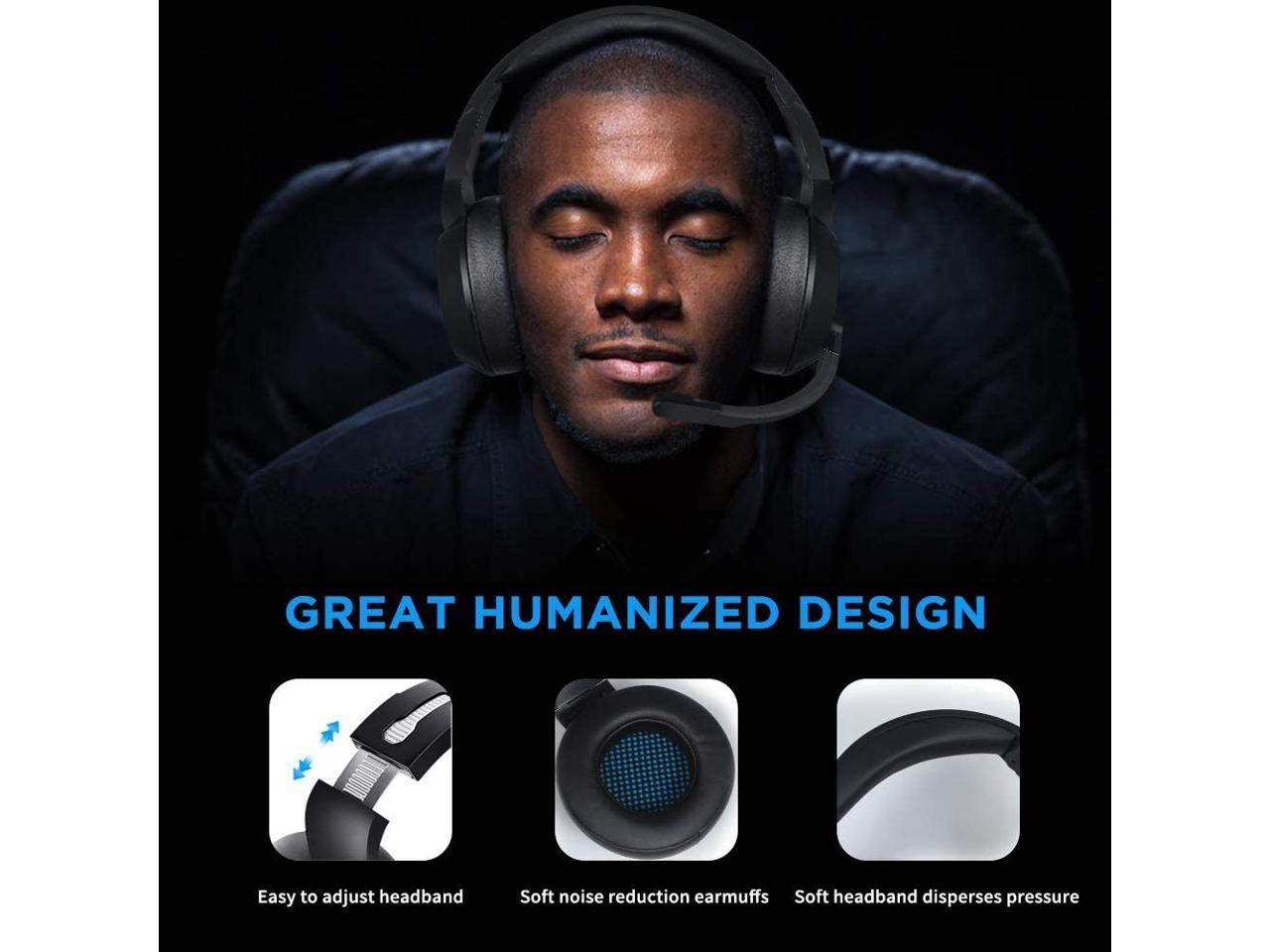 USB Gaming Headset with 7.1 Surround Sound Stereo, USB Headphones with Noise Canceling Mic & RGB Light, Compatible with PC, PS4 Console, Laptop