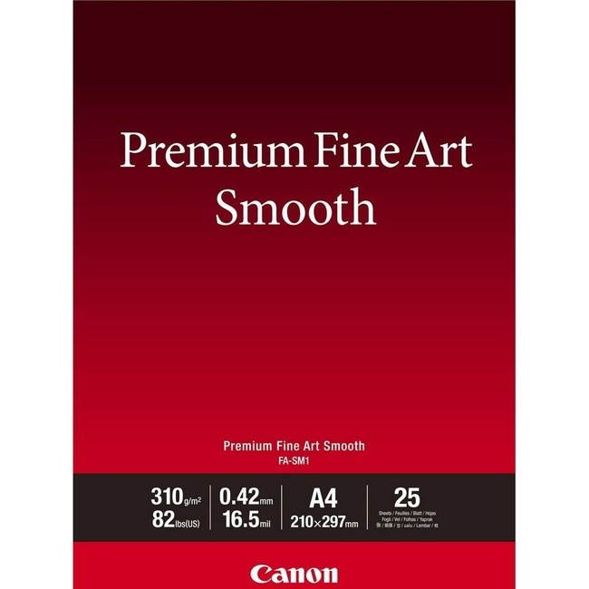 Canon FA-SM1 Premium Fine Art Smooth Cotton Matte Paper, 13x19", 25 Sheets
