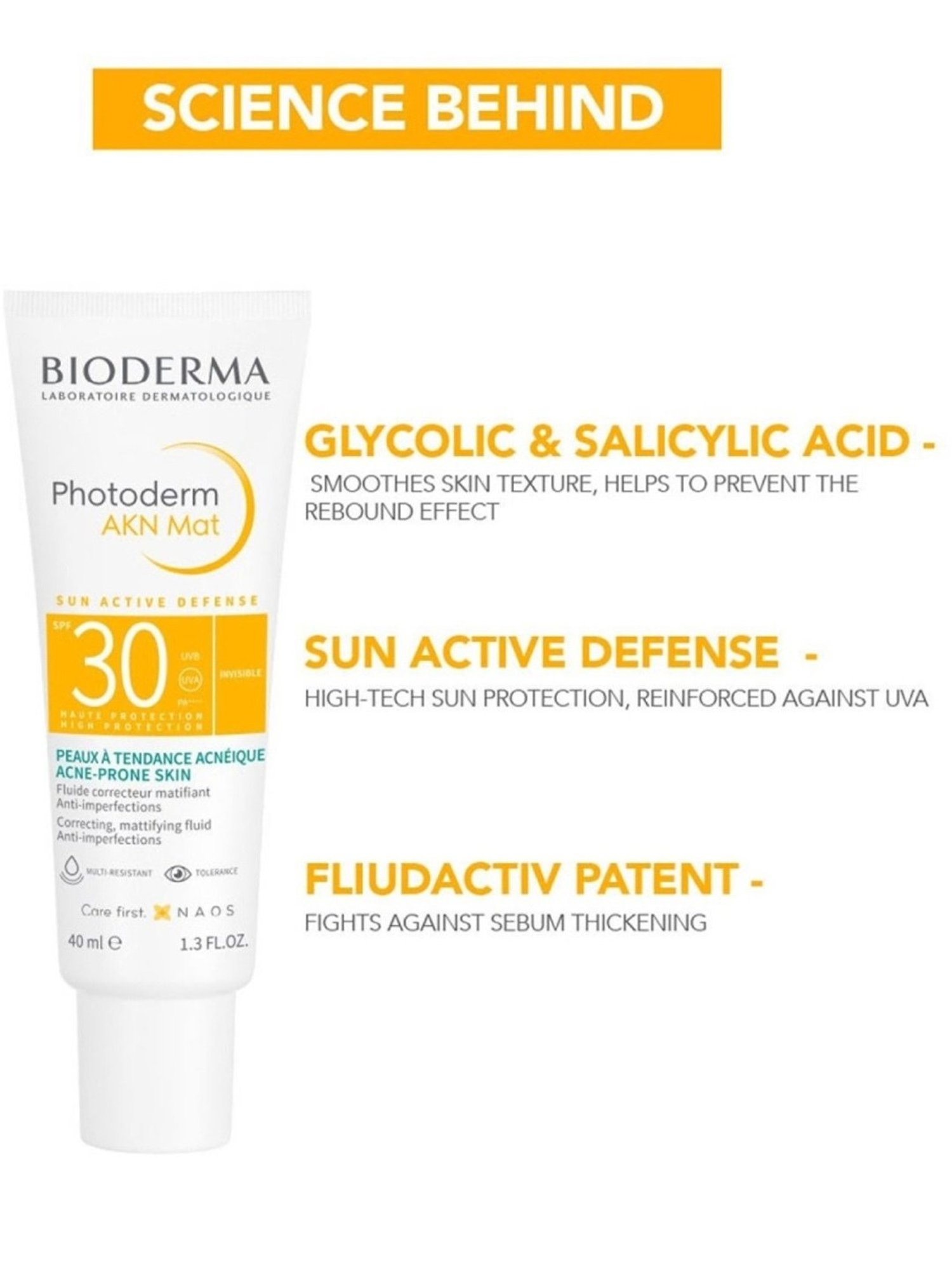 Bioderma Photoderm AKN Mat SPF 30 Matifying Anti-Blemish Sunscreen - 40 ml