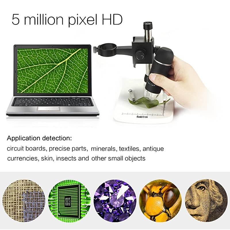 5MP 20300X USB Digital Microscope Magnifier Video Camera 8 LED Illumination with Intensity ControlBase StandSoftware for Windows Mac Vista