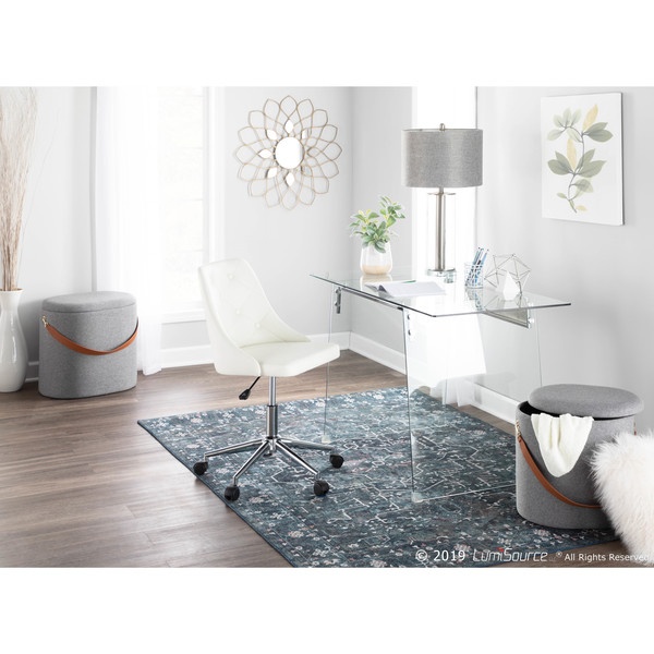 Lumisource Marche Upholstered Swivel Office Chair in White