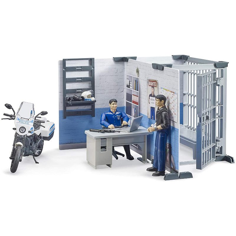 Bruder bworld Police Station Set with Police Motorcycle and Figure