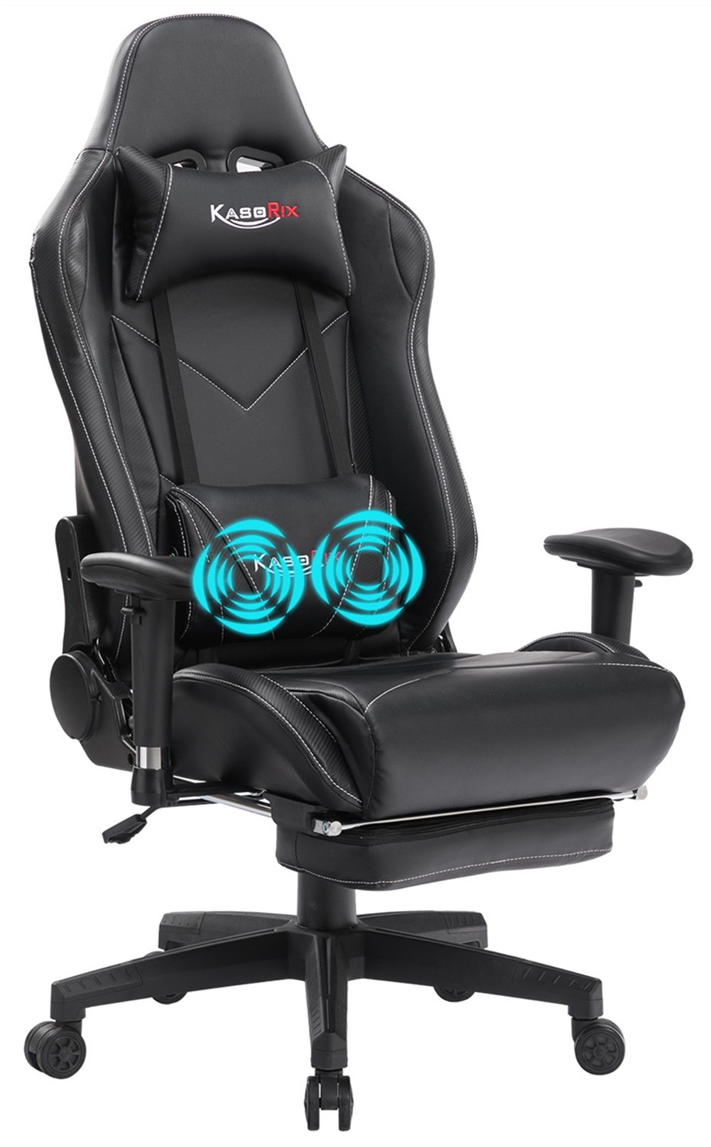 Kasorix Gaming Chair Racing Style Computer Chair with Footrest PU Leather Adjustable Gamer Chair with Headrest and Lumbar Support