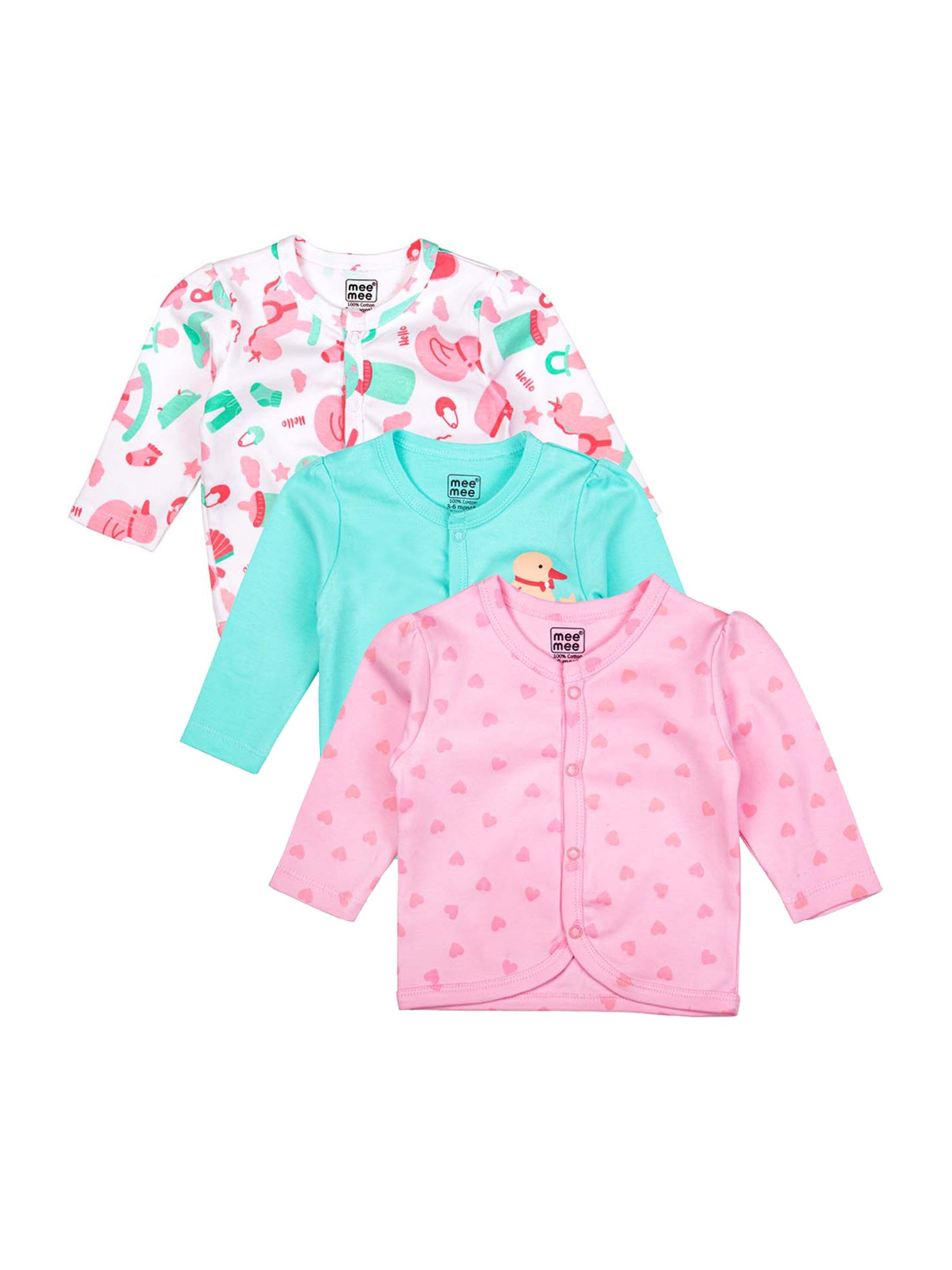 Mee Mee Kids Multicolor Cotton Printed Jablas - Pack of 3