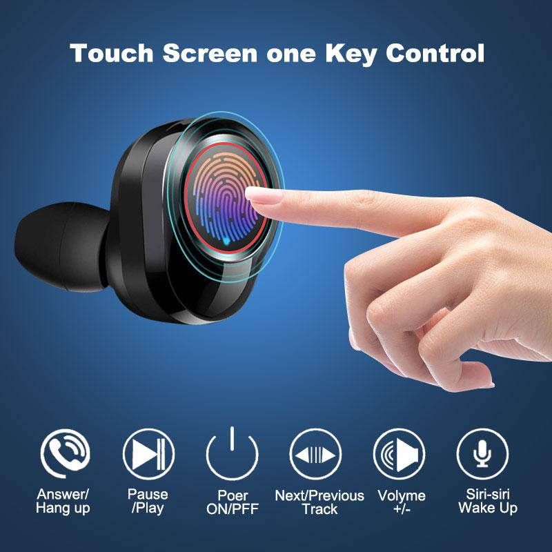 Abelanja TWS Bluetooth 5.0 Earphones Wireless Head phones 2000mAh 9D HIFI Touch Control Earbuds Sports Waterproof Headset