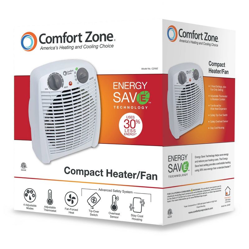 Comfort Zone Energy Save Personal Heater Fan