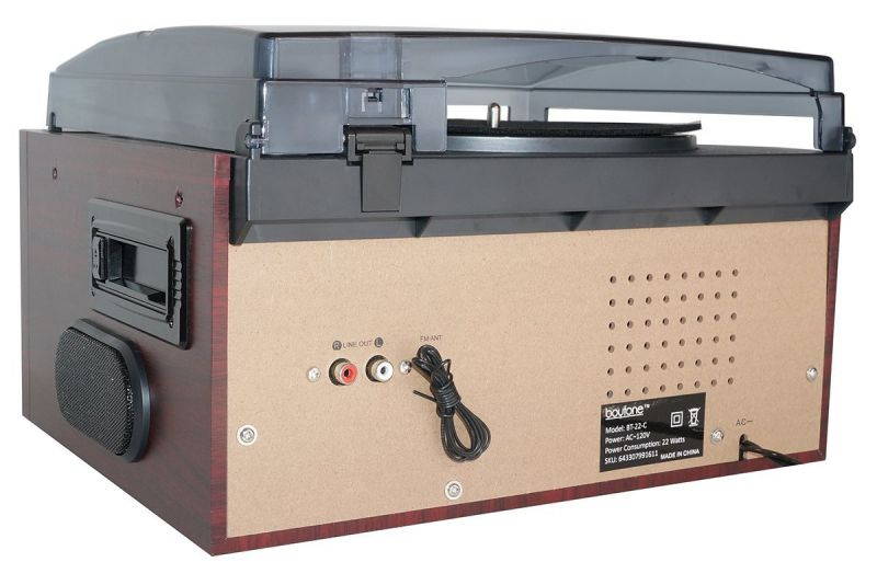 Boytone BT-22C, Bluetooth IN & OUT Record Player Turntable, AM/FM, Cassette, CD Player, Built in speaker, Ability to con