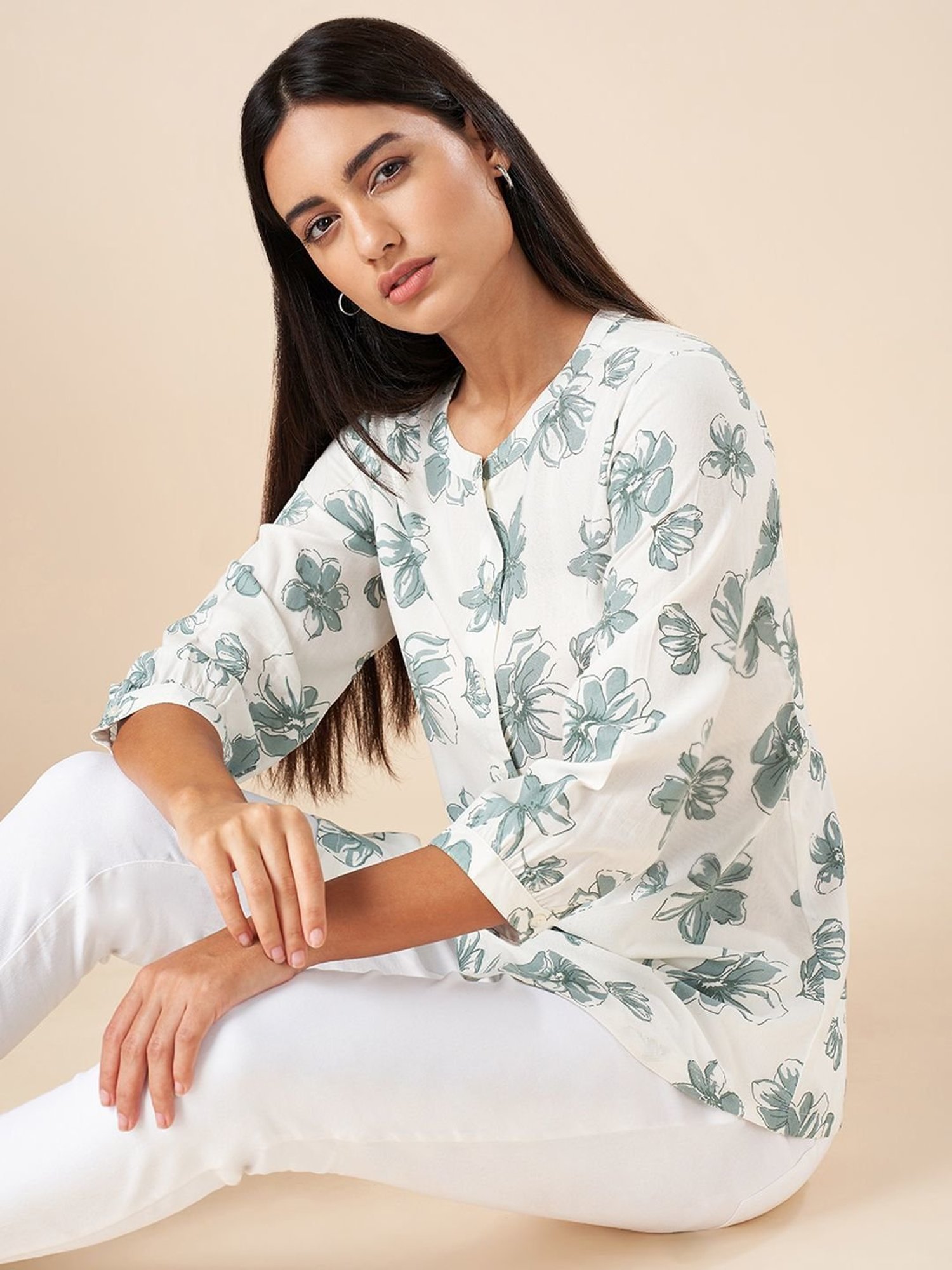 Akkriti by Pantaloons White Printed Tunic