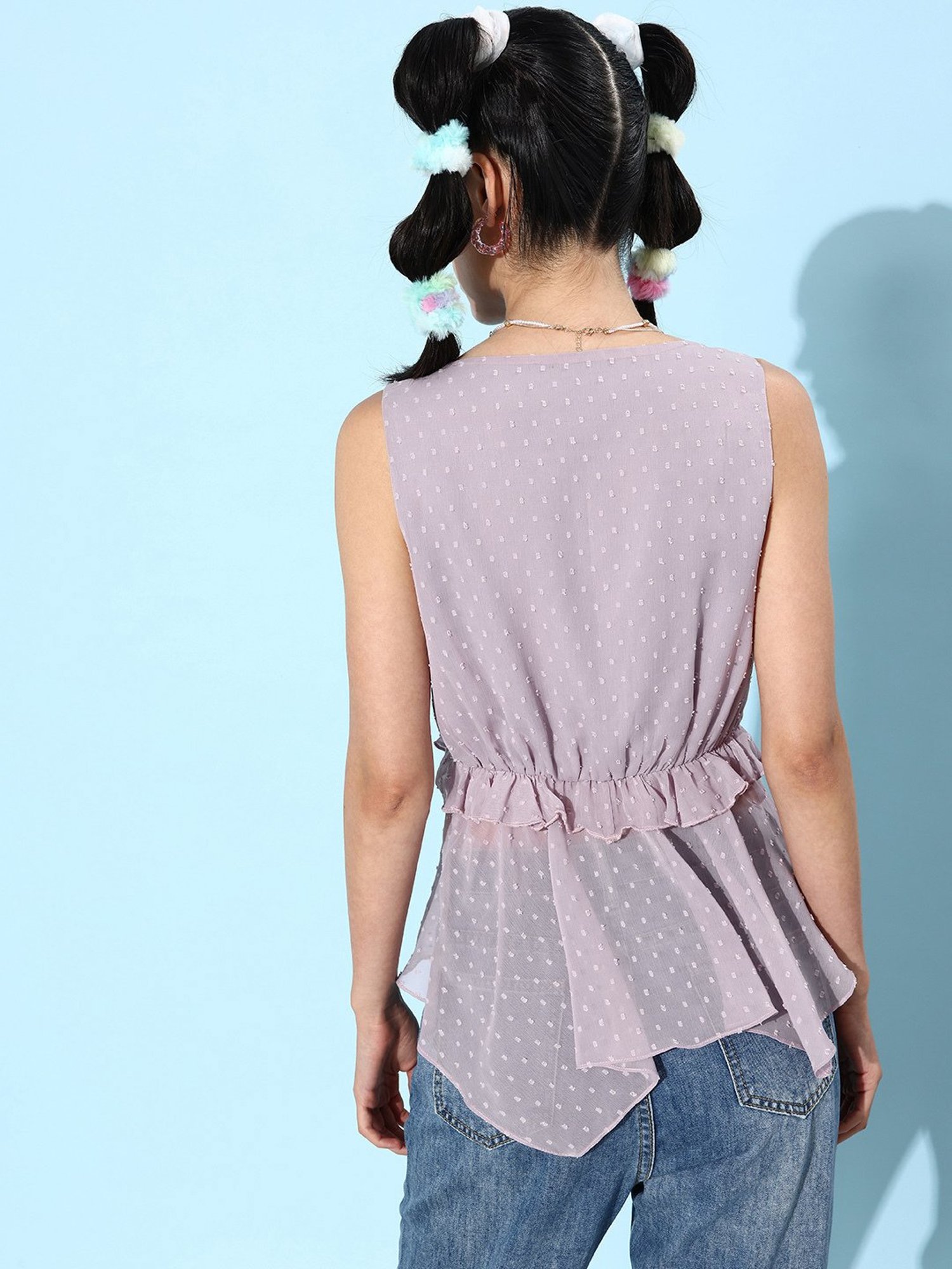 QUIERO Lilac Self Design Top