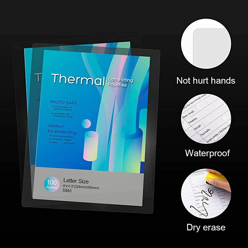 100 Pack Laminating Pouches Laminating Sheets 85 x 11 Inches 5 Mil Clear Thermal Laminating Pouches Lamination Sheet Paper for Laminator Round Corner Letter Size