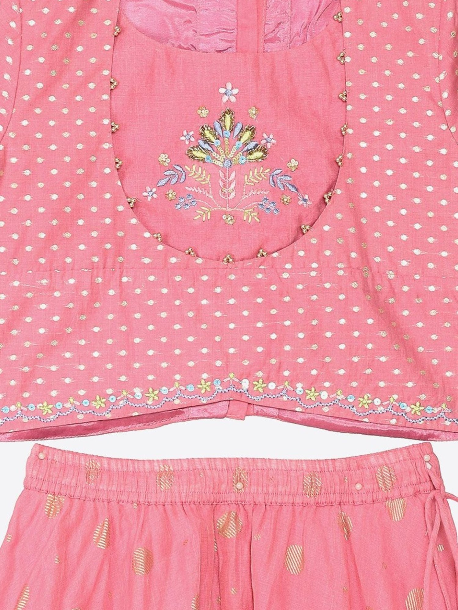 Biba Kids Pink Embroidered Lehenga Cholis