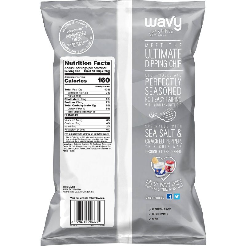 Lays Wavy Salt and Pepper Potato Chips- 7.5oz