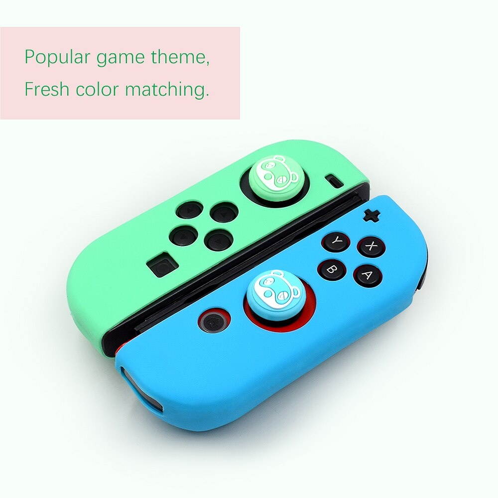 7 In 1 AnimalCrossing  Soft Silicone Protective Skin Cover for Nintend Switch NS Joy-Con Case Thumb stick Grips Joystick Caps