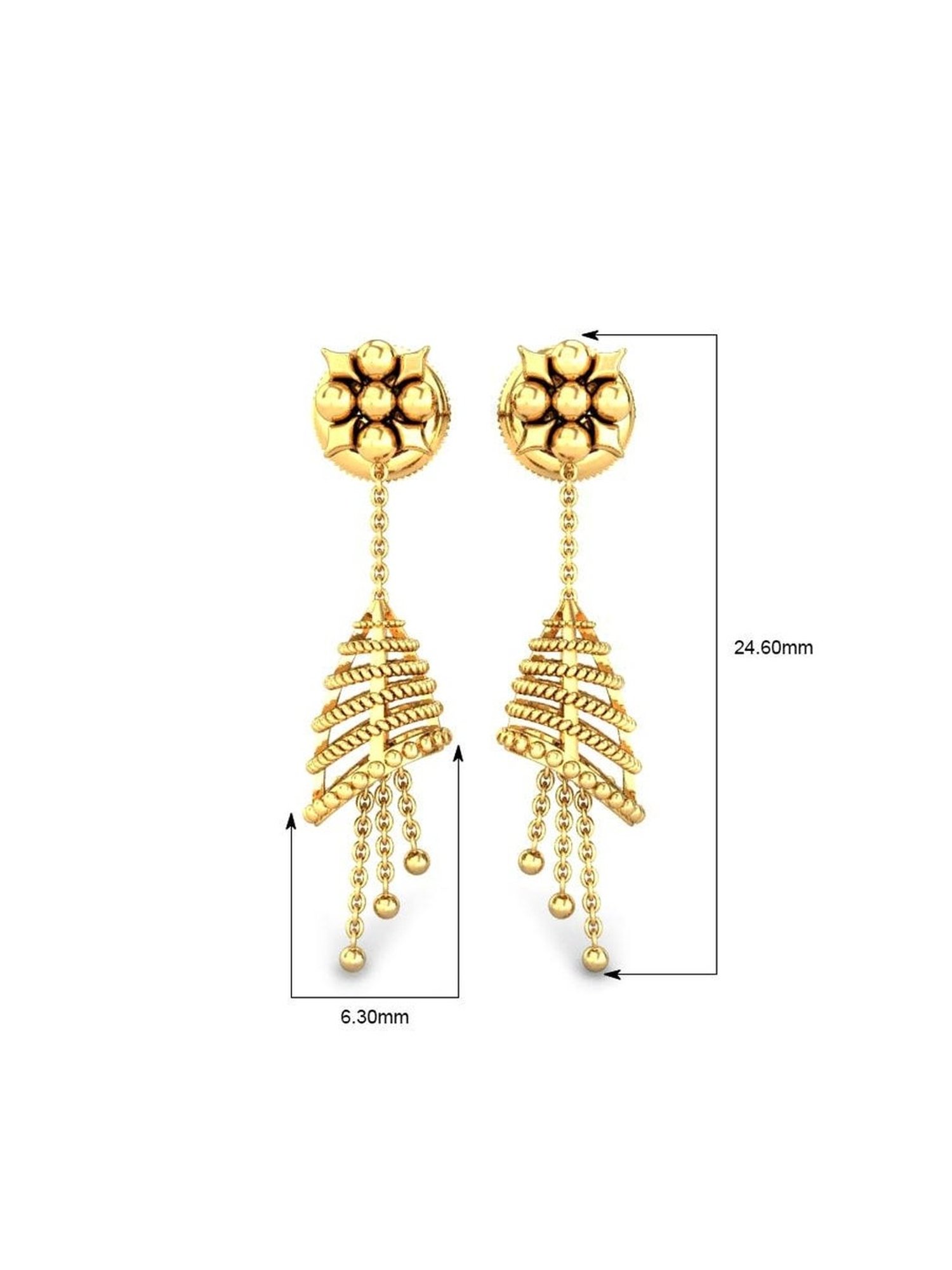 Candere by Kalyan Jewellers Peacock Collection 18k Yellow Gold Dangler Earrings
