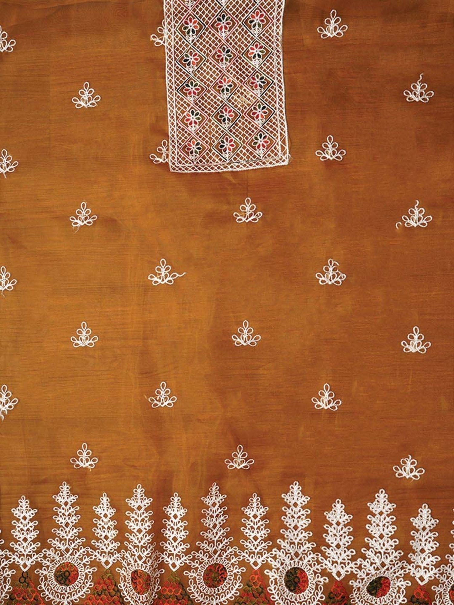 Jaipur Kurti Mustard Embroidered Unstitched Dress Material