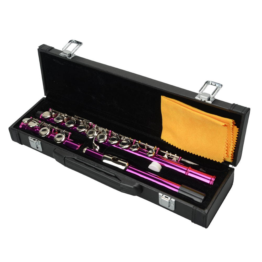 Standard Rose Red School Band Student 16 Closed C Flute with Case&Accessories