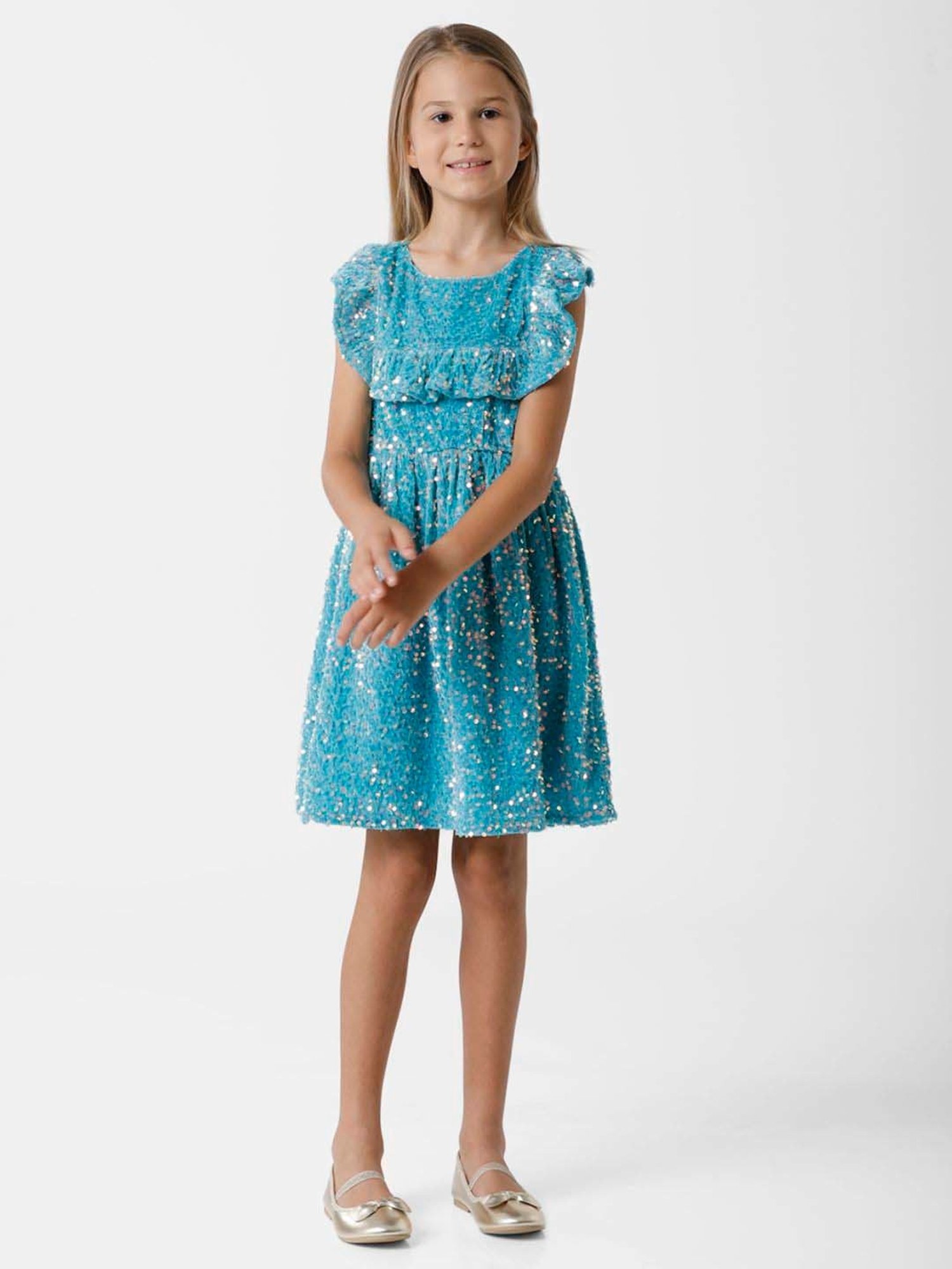 Kate & Oscar Kids Blue Embellished Dress