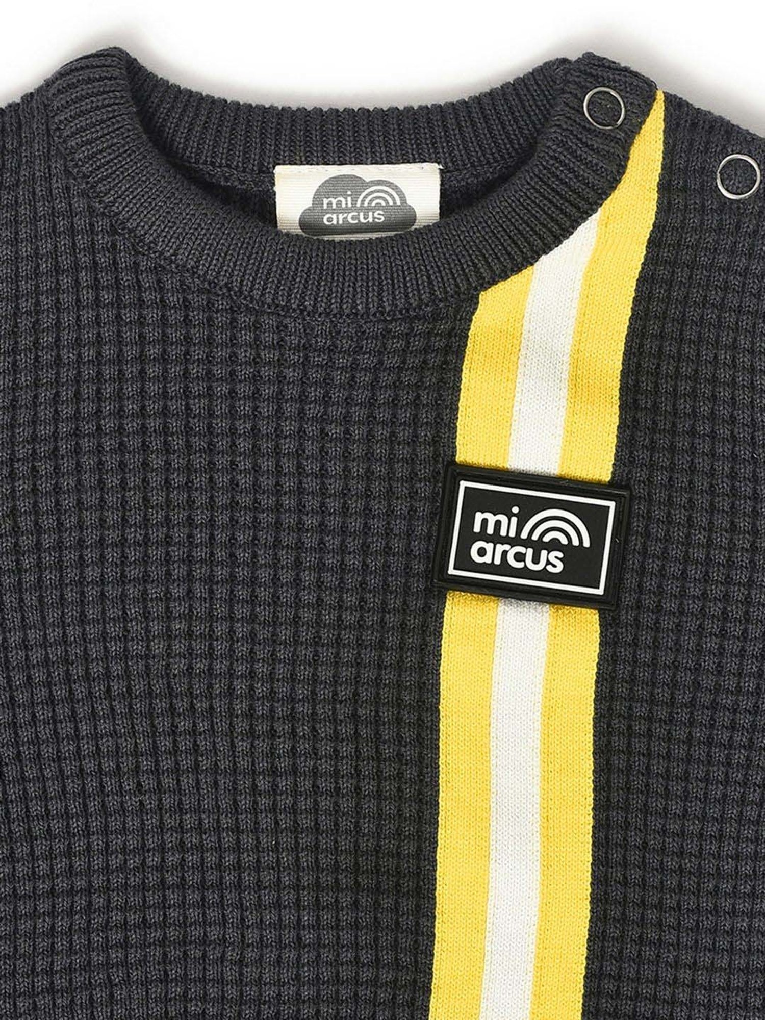 MiArcus Kids Black & Yellow Cotton Color Block Full Sleeves Sweatshirt Set