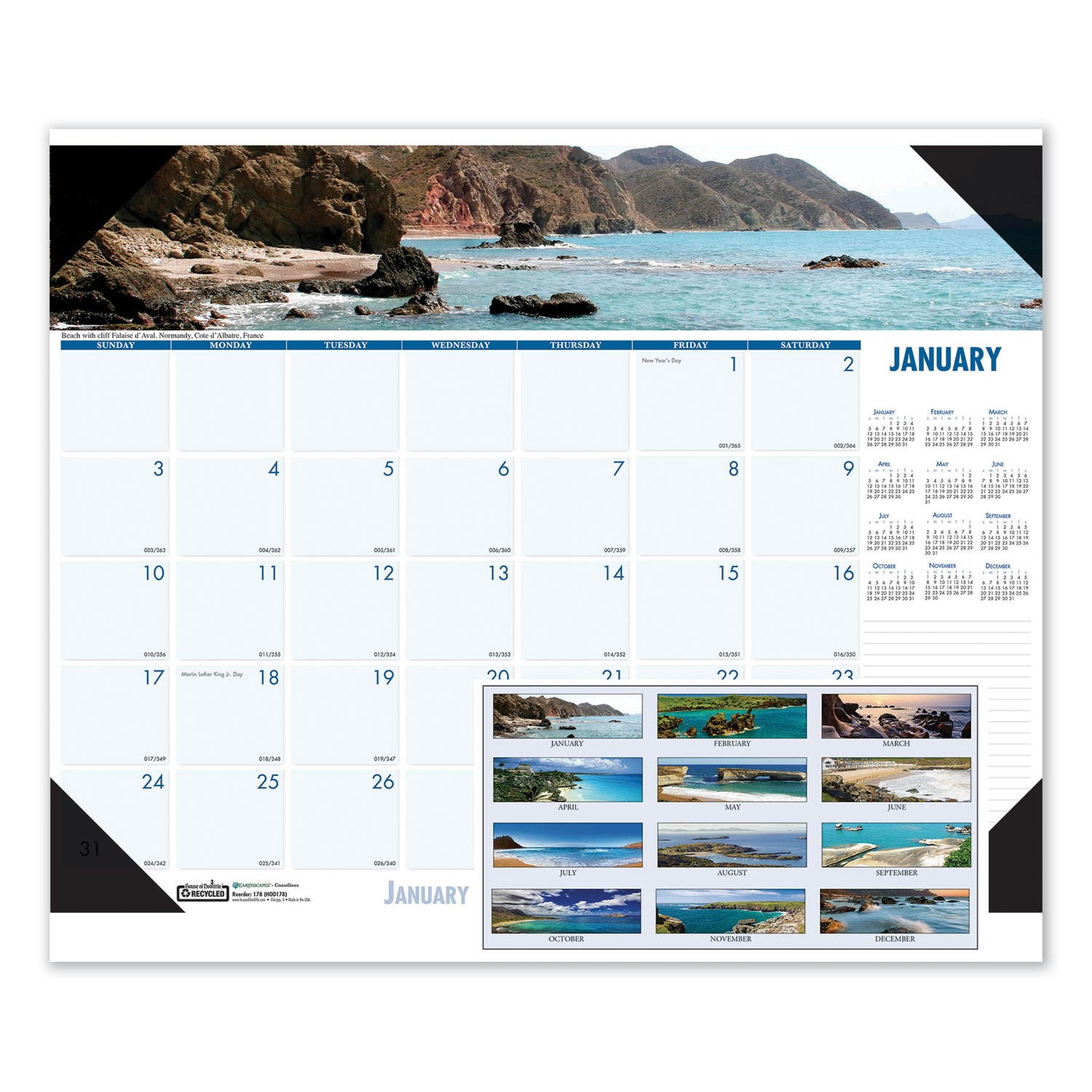 House of Doolittle Coastlines Photographic Monthly Desk Pad Calendar 18.5 x 13