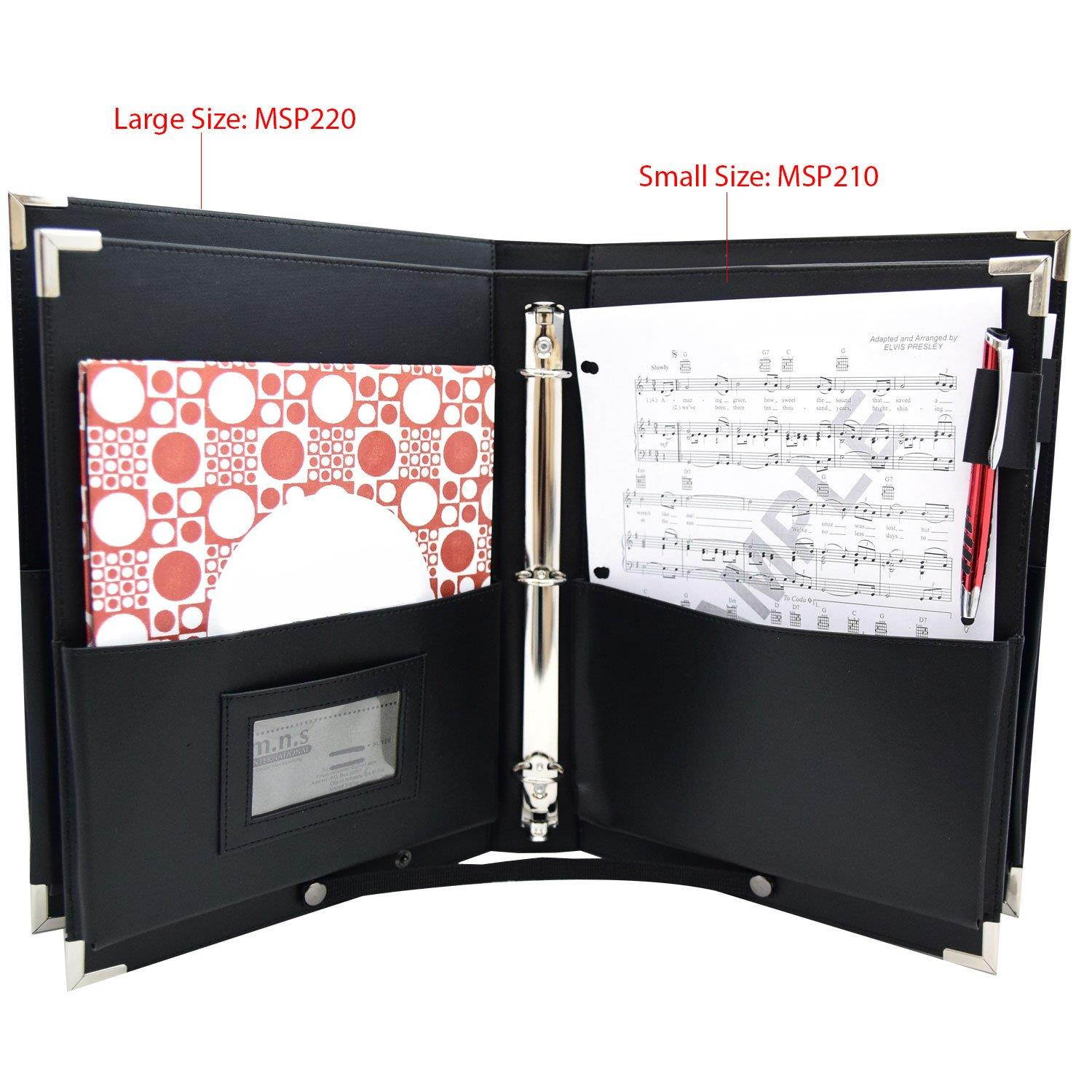 MSP Sheet Music Holder | 9.5" x 12" - 3 Rings Choir Folder with Hand Strap for Musician - Medium Size (MSP-210)