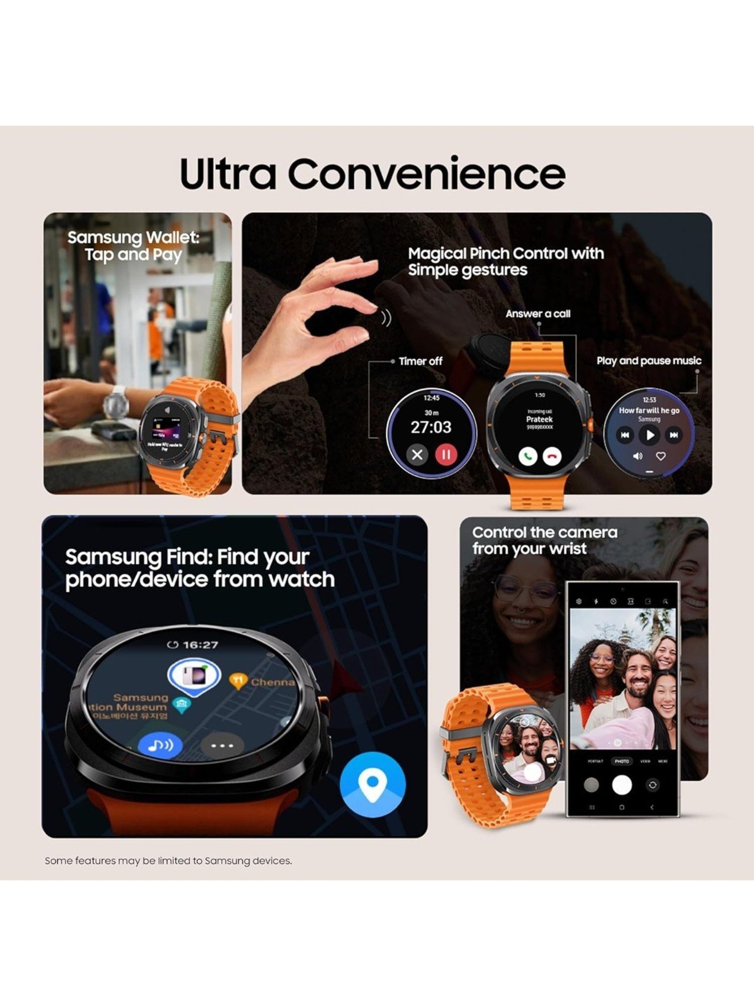 Samsung Galaxy Ultra Smartwatch with Upto 100h battery, 3nm Processor (Orange)