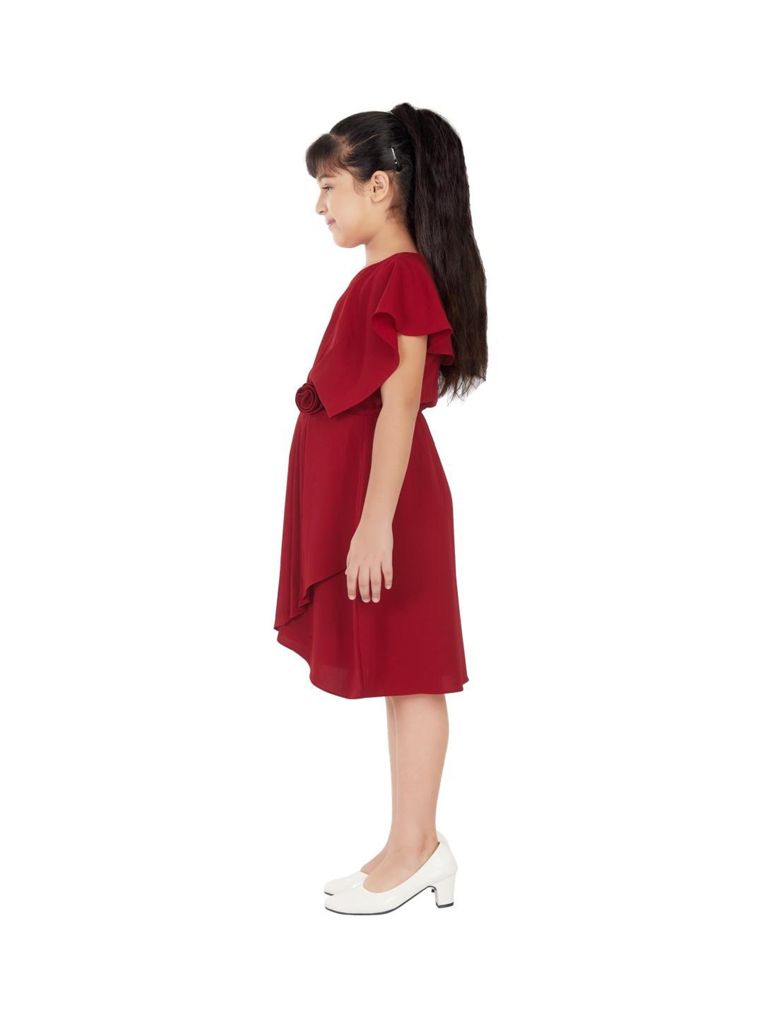 Peppermint Kids Maroon Applique Dress