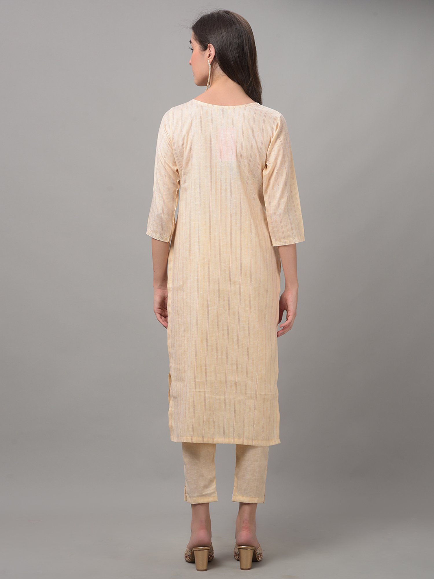 Dollar Missy Beige Embroidered Kurta With Pants