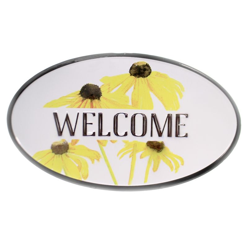 Home Decor 12.0" Sunflower Welcome Sign Door Enameled  -  Wall Sign Panels