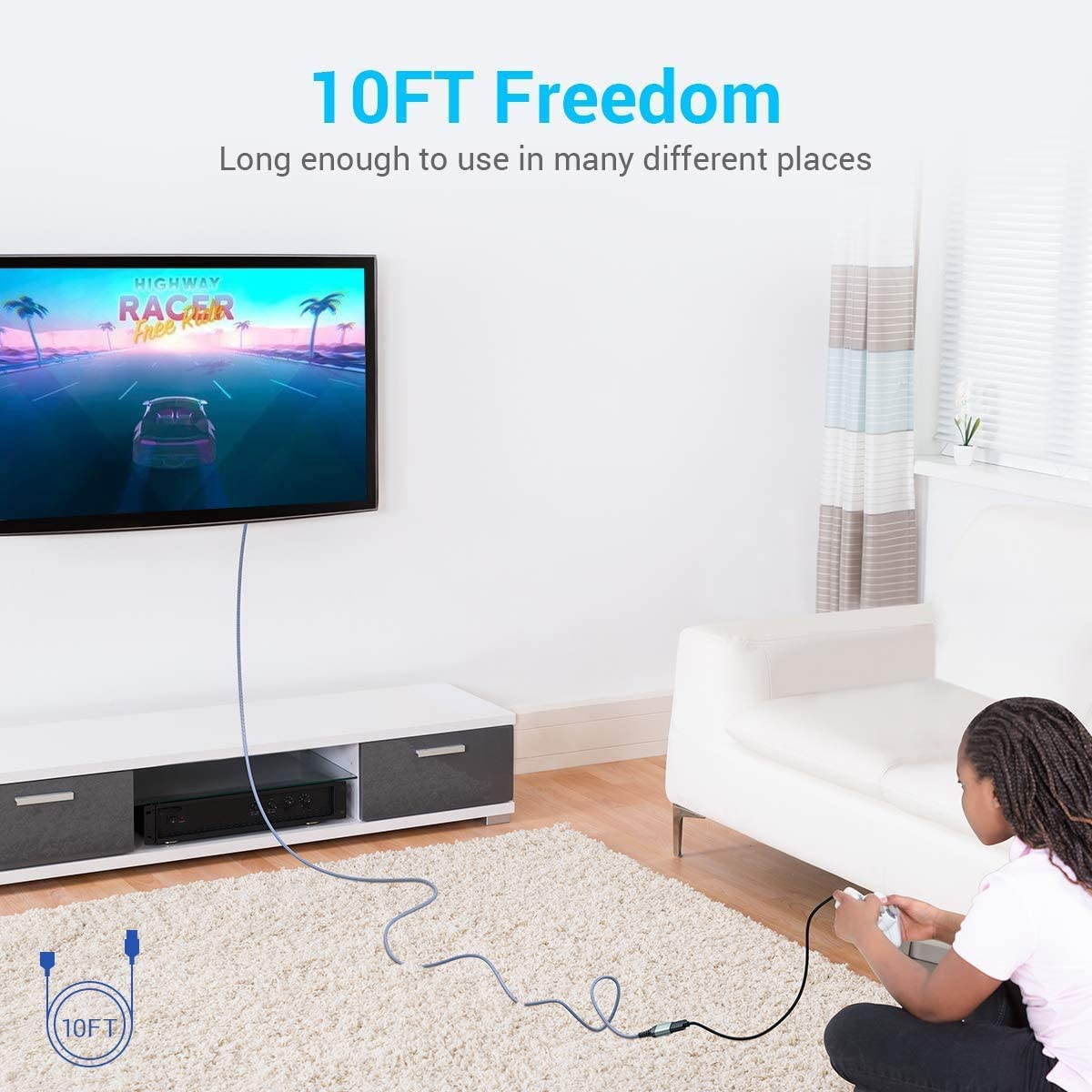 USB 3.0 Extension Cable 10FT Type A Male to Female Extension Cord AINOPE High Data Transfer Compatible with USB Keyboard,Flash Drive, Hard Drive