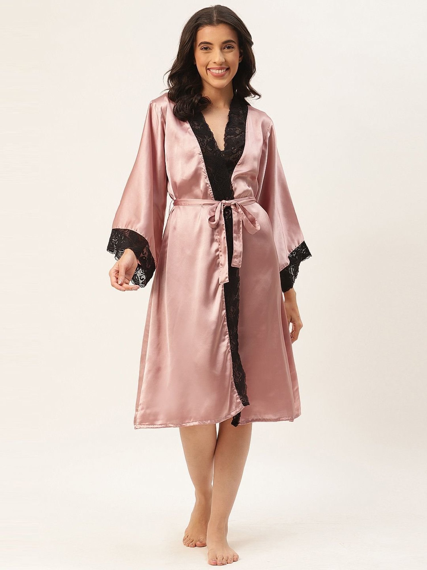 Ms.Lingies Pink Lace Work Robe