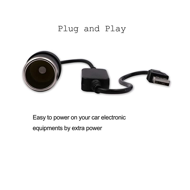 A Male to 12V Car Cigarette Lighter Socket Female Converter Cable 2Pack